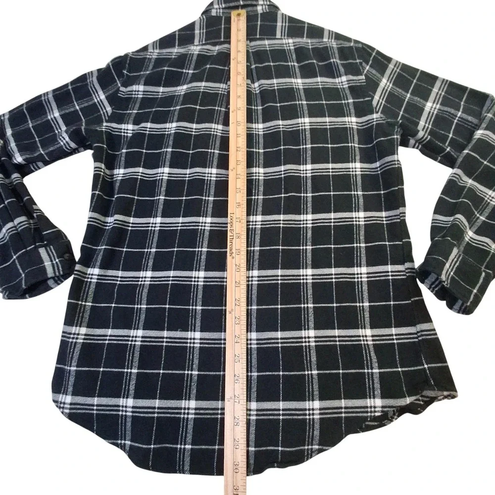 Polo Ralph Lauren Shirt Mens Medium Black Plaid Flannel Button Front Long Sleeve